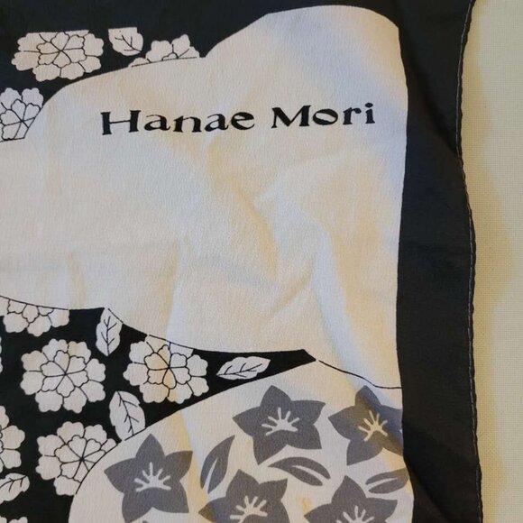 Hanae Mori Vintage Handkerchief Scarf Set Blue Black Japanese Designer AS-IS - Picture 5 of 6